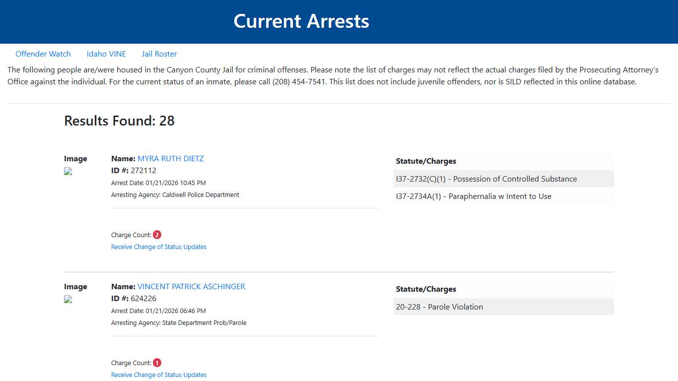 Current Arrests