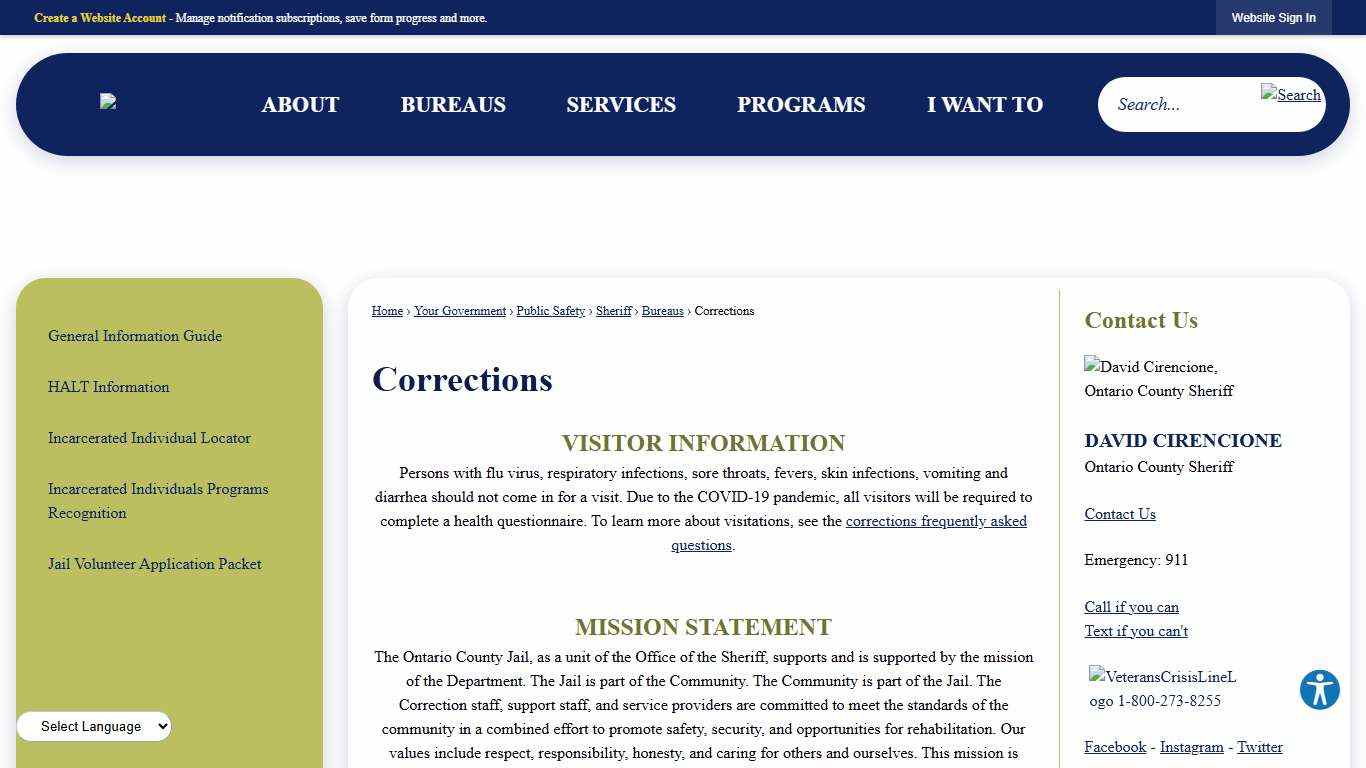 Corrections | Ontario County, NY - Official Website
